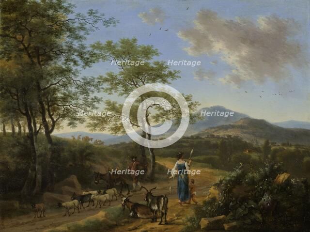Italian Landscape with Herdsmen, 1650-1692. Creator: Willem de Heusch.