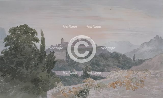 Italian Landscape with Hilltop Village, 1825. Creator: James William Giles.
