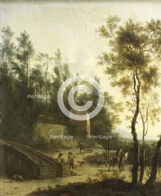 Italian Landscape with Hunters, 1660-1686. Creator: Frederik de Moucheron.