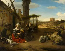Italian Landscape with Inn and Ancient Ruins, c1641-1661. Creator: Jan Baptist Weenix