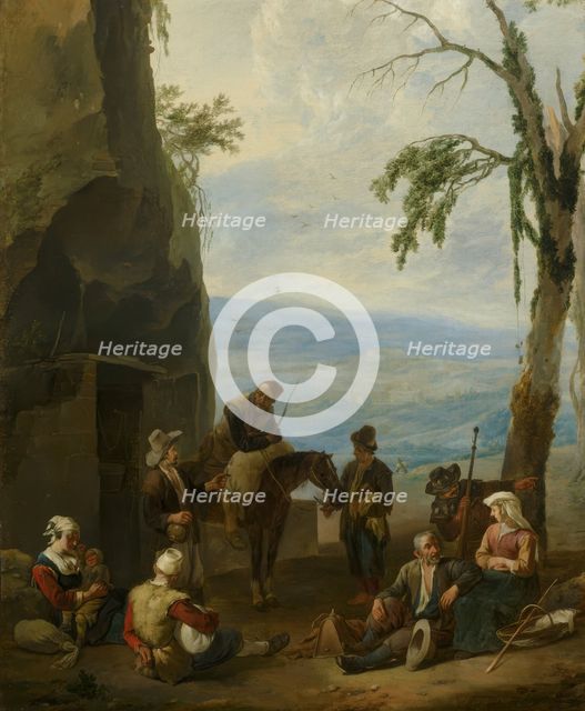 Italian Landscape with Resting Peasants, c1642-1674. Creator: Johannes Lingelbach.