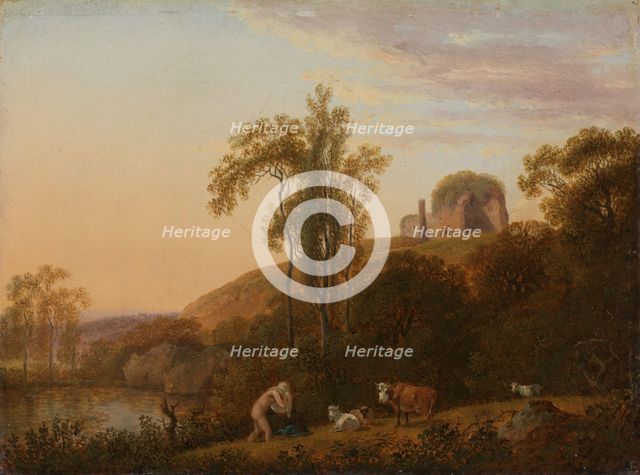 Italian Landscape with Ruins and bathing Woman, Before 1824. Creator: Johann Christian Klengel.