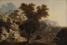 Italian landscape with ruins of an aqueduct, 1811. Creator: Louis Belanger
