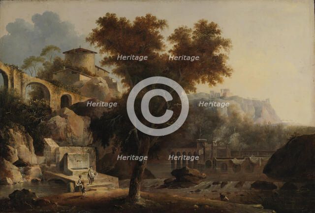 Italian landscape with ruins of an aqueduct, 1811. Creator: Louis Belanger.