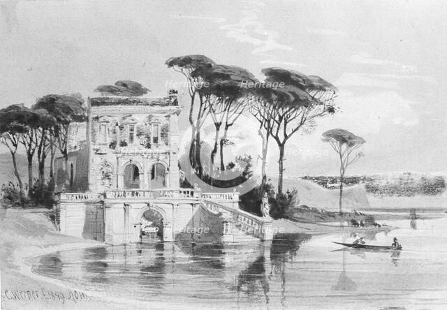 Italian Lake Scene with Villa (from Cropsey Album), 1849. Creator: Carl Friedrich Heinrich Werner.