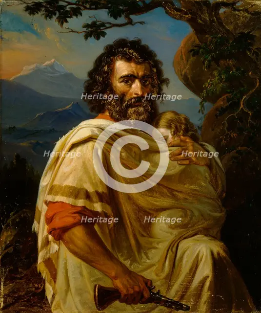 Italian Man with a Child, 1860. Creator: Robert Wilhelm Ekman.