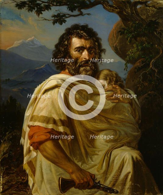 Italian Man with a Child, 1860. Creator: Robert Wilhelm Ekman.