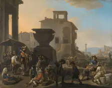 Italian Marketplace with a Quack Dentist, 1651. Creator: Johannes Lingelbach