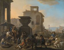 Italian Marketplace with a Quack Dentist, 1651. Creator: Johannes Lingelbach