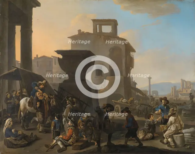 Italian Marketplace with a Quack Dentist, 1651. Creator: Johannes Lingelbach.