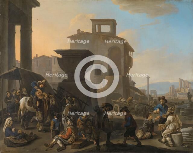 Italian Marketplace with a Quack Dentist, 1651. Creator: Johannes Lingelbach.