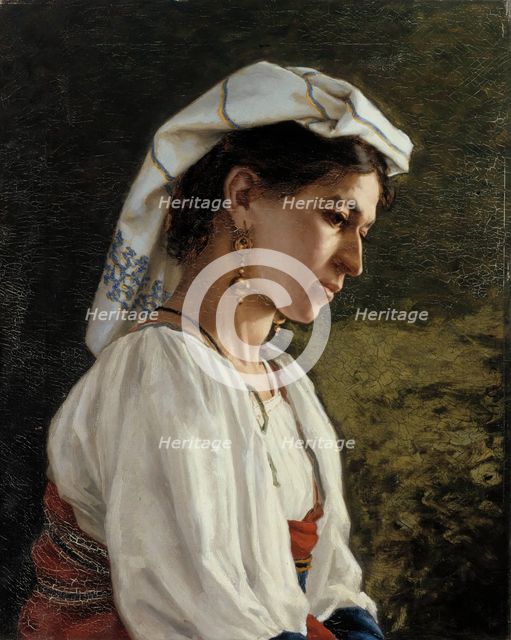 Italian Model, Half-Length Portrait, 1877. Creator: Hilda Eloise Granstedt.