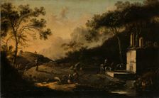 Italian Mountain Landscape with Travelers at a Well, 1650-1700. Creator: Hans de Jode