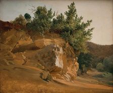 Italian Mountain Landscape with Overgrown Rock, probably near Olevano, 1832-1835. Creator: Ernst Christian Frederik Petzholdt
