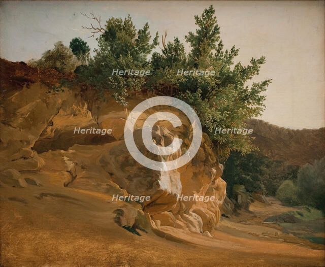 Italian Mountain Landscape with Overgrown Rock, probably near Olevano, 1832-1835. Creator: Ernst Christian Frederik Petzholdt.