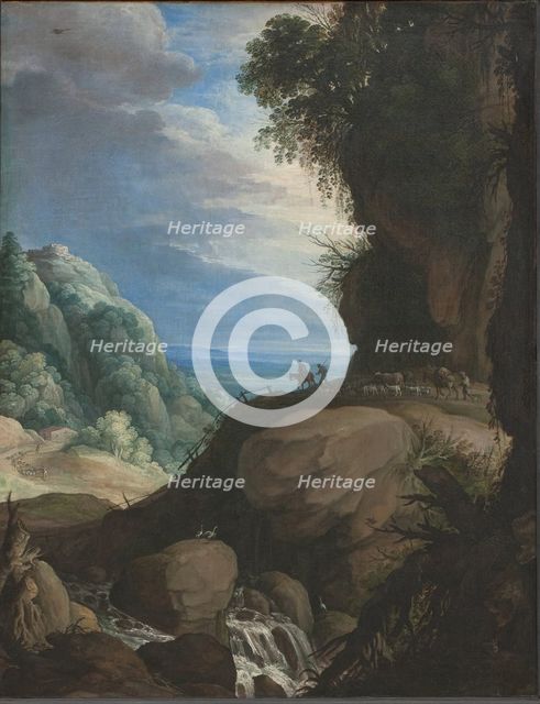 Italian Mountain Landscape with Shepherds;An Italianate Montainous Landscape, 1615-1631. Creators: Marten Ryckaert, Paul Brill.