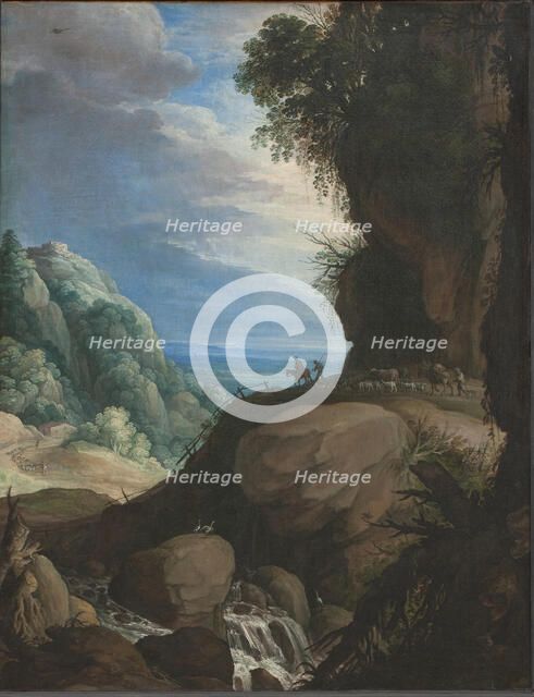 Italian Mountain Landscape with Shepherds;An Italianate Montainous Landscape, 1615-1631. Creators: Marten Ryckaert, Paul Brill.
