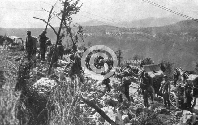 Italian Offensive of Isonzo; An artillery column on the plateau of Vodice, east of Plave, 1917. Creator: Unknown.