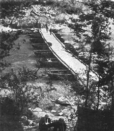 Italian Offensive of the Isonzo; Decking is laid over the boats, 1917. Creator: Unknown
