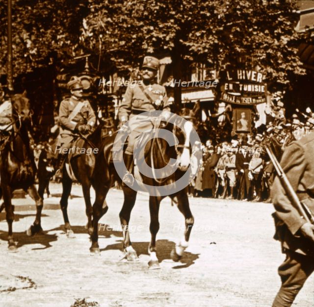 Italian officers during victory parade, 1918. Artist: Unknown.