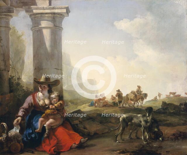 Italian Peasants among Ruins, c.between 1649 and 1650. Creator: Jan Baptist Weenix.