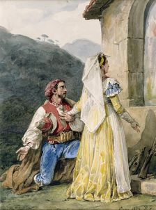 Italian Peasants at a Shrine, 1829. Creator: Emile Jean-Horace Vernet