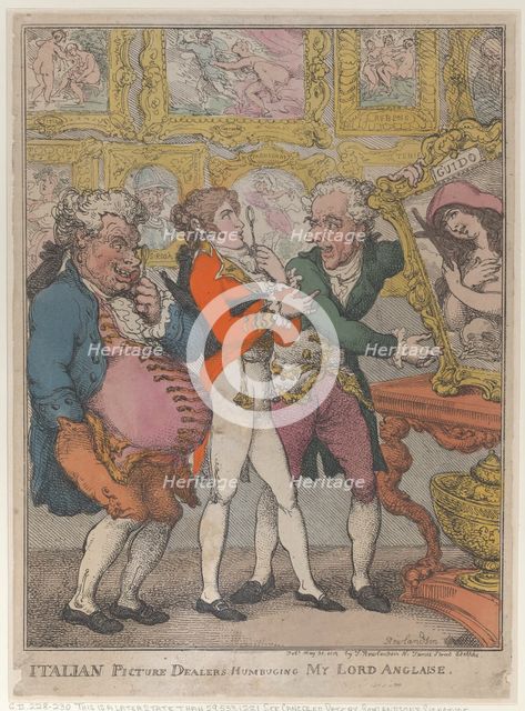 Italian Picture Dealers Humbugging My Lord Anglaise, May 30, 1812., May 30, 1812. Creator: Thomas Rowlandson.