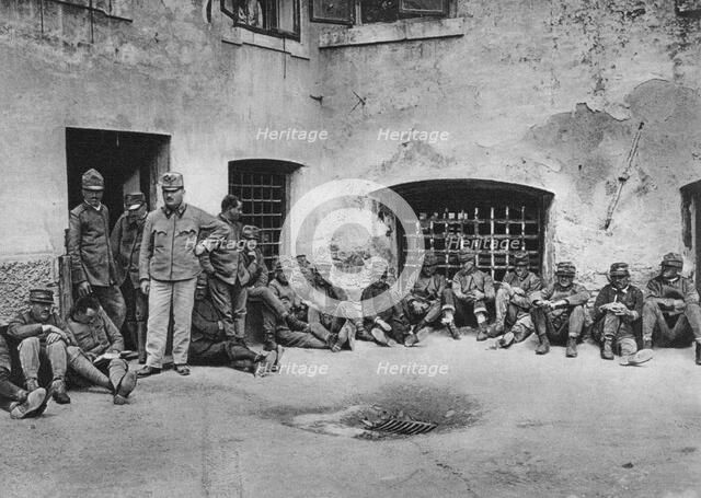 Italian prisoners in Ljubljana (Laibach) Castle, World War I, 1915. Artist: Unknown