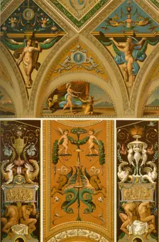 Italian Renaissance ceiling and wall painting, (1898). Creator: Unknown