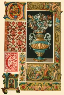 Italian Renaissance illumination, weaving, and marble-mosaic, (1898). Creator: Unknown