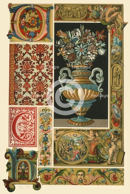 Italian Renaissance illumination, weaving, and marble-mosaic, (1898). Creator: Unknown.