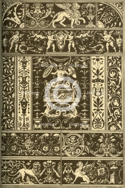 Italian Renaissance sgraffitos, wood-mosaic, marble-mosaic and bas-reliefs, (1898). Creator: Karl Schaupert.