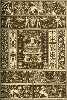 Italian Renaissance sgraffitos, wood-mosaic, marble-mosaic and bas-reliefs, (1898). Creator: Karl Schaupert