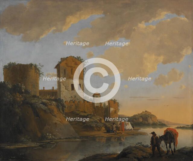 Italian River Landscape with Ruins, 1652. Creator: Horatius de Hooch.