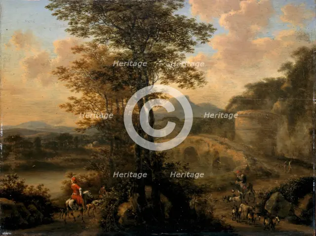 Italian River Landscape with Stone Bridge, 1650. Artist: Heusch, Willem de (ca. 1625-1692)