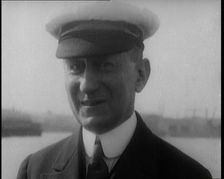 Italian Senator Guglielmo Marconi Standing on the Stern of a Ship, 1920. Creator: British Pathe Ltd
