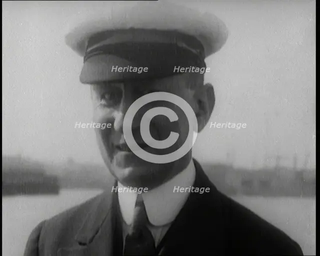 Italian Senator Guglielmo Marconi Standing on the Stern of a Ship, 1920. Creator: British Pathe Ltd.