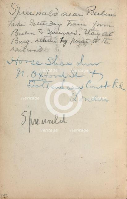 Italian Sketchbook: Notes (page 260), 1898-1899. Creator: Maurice Prendergast (American, 1858-1924).