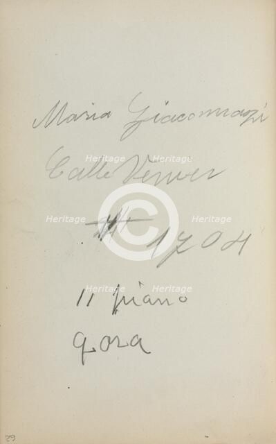 Italian Sketchbook: Notes (page 62), 1898-1899. Creator: Maurice Prendergast (American, 1858-1924).