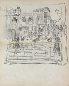 Italian Sketchbook: Bridge with Figures (page 93 & 94), 1898-1899. Creator: Maurice Prendergast (American, 1858-1924)