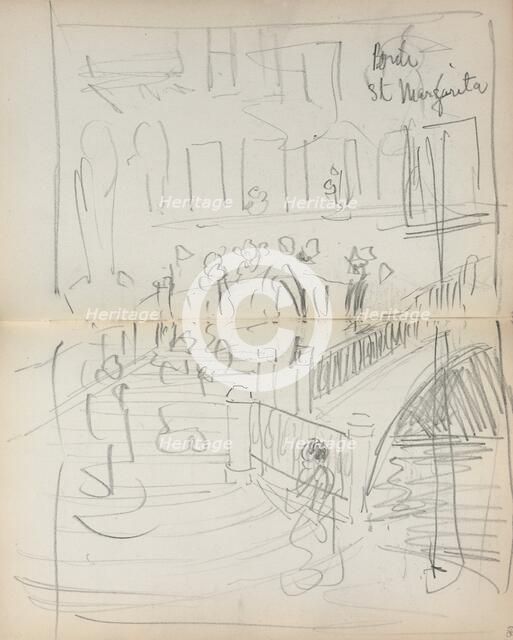 Italian Sketchbook: Bridge St. Margarita (page 67 & 68), 1898-1899. Creator: Maurice Prendergast (American, 1858-1924).