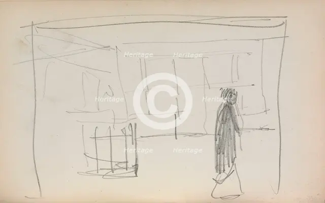 Italian Sketchbook: Figure in an interior (page 175), 1898-1899. Creator: Maurice Prendergast (American, 1858-1924).