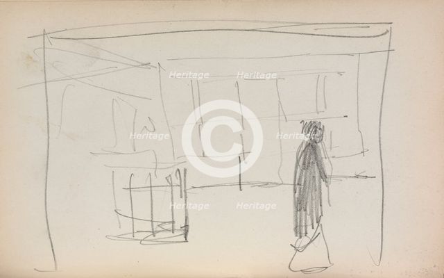 Italian Sketchbook: Figure in an interior (page 175), 1898-1899. Creator: Maurice Prendergast (American, 1858-1924).