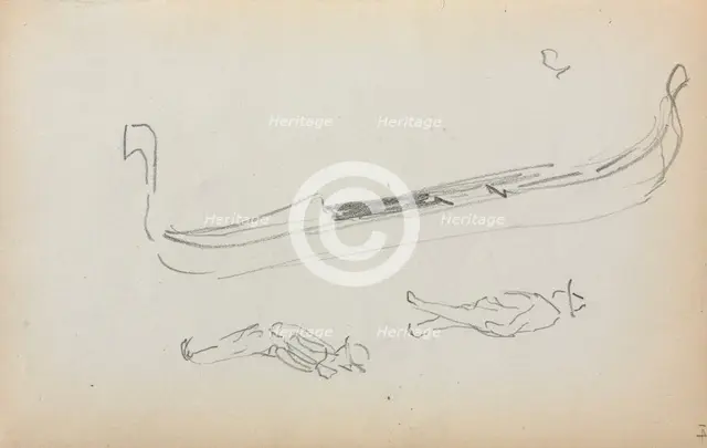Italian Sketchbook: Gondola and Two Gondoliers (page 14), 1898-1899. Creator: Maurice Prendergast (American, 1858-1924).