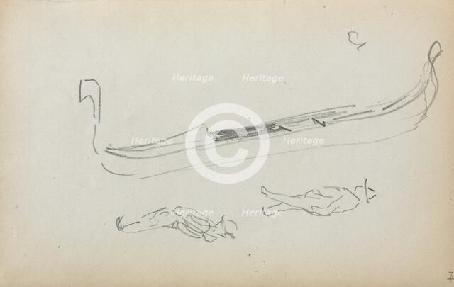 Italian Sketchbook: Gondola and Two Gondoliers (page 14), 1898-1899. Creator: Maurice Prendergast (American, 1858-1924).