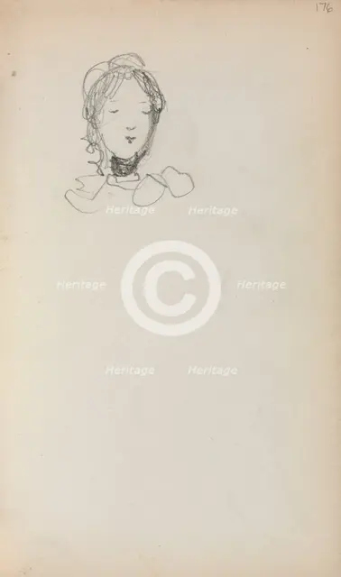 Italian Sketchbook: Head of a Girl (page 176), 1898-1899. Creator: Maurice Prendergast (American, 1858-1924).