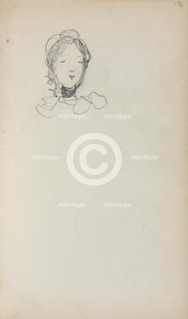 Italian Sketchbook: Head of a Girl (page 176), 1898-1899. Creator: Maurice Prendergast (American, 1858-1924).