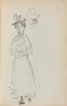 Italian Sketchbook: Standing Woman, face (page 52), 1898-1899. Creator: Maurice Prendergast (American, 1858-1924)