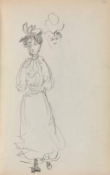 Italian Sketchbook: Standing Woman, face (page 52), 1898-1899. Creator: Maurice Prendergast (American, 1858-1924)