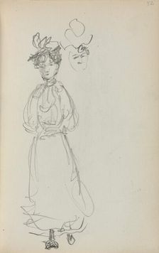 Italian Sketchbook: Standing Woman, face (page 52), 1898-1899. Creator: Maurice Prendergast (American, 1858-1924)
